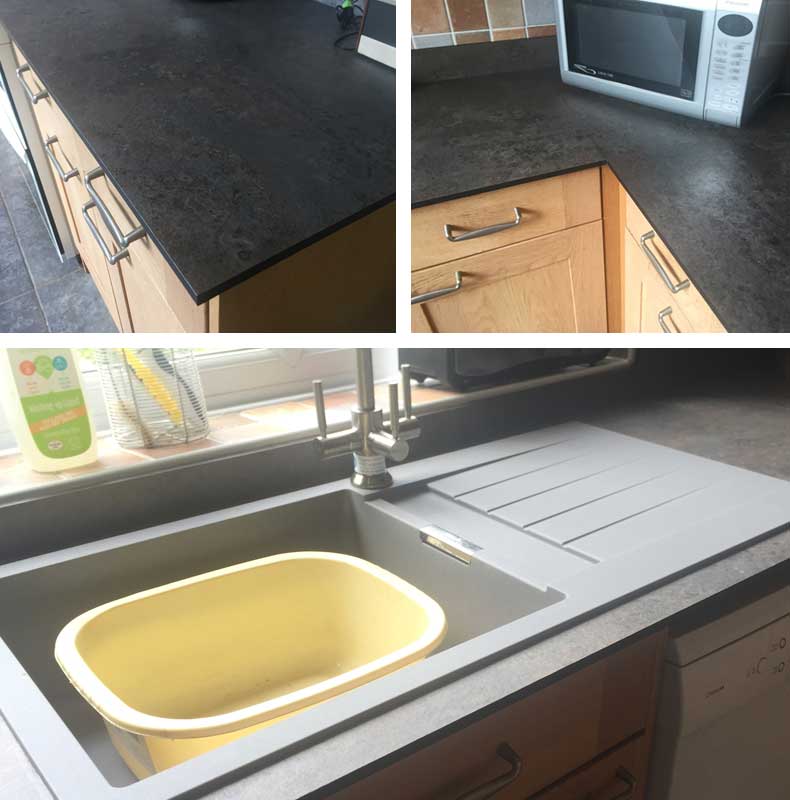 12.5mm thick solid black core laminated worktops